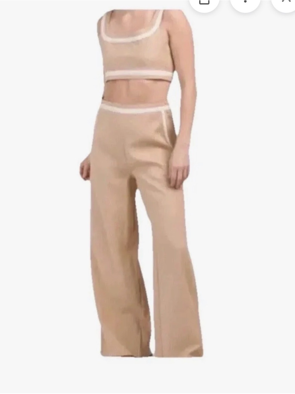 7 for all Mankind:Two-Piece Mustard Tank and Wide-Leg Pants Set MEDIUM